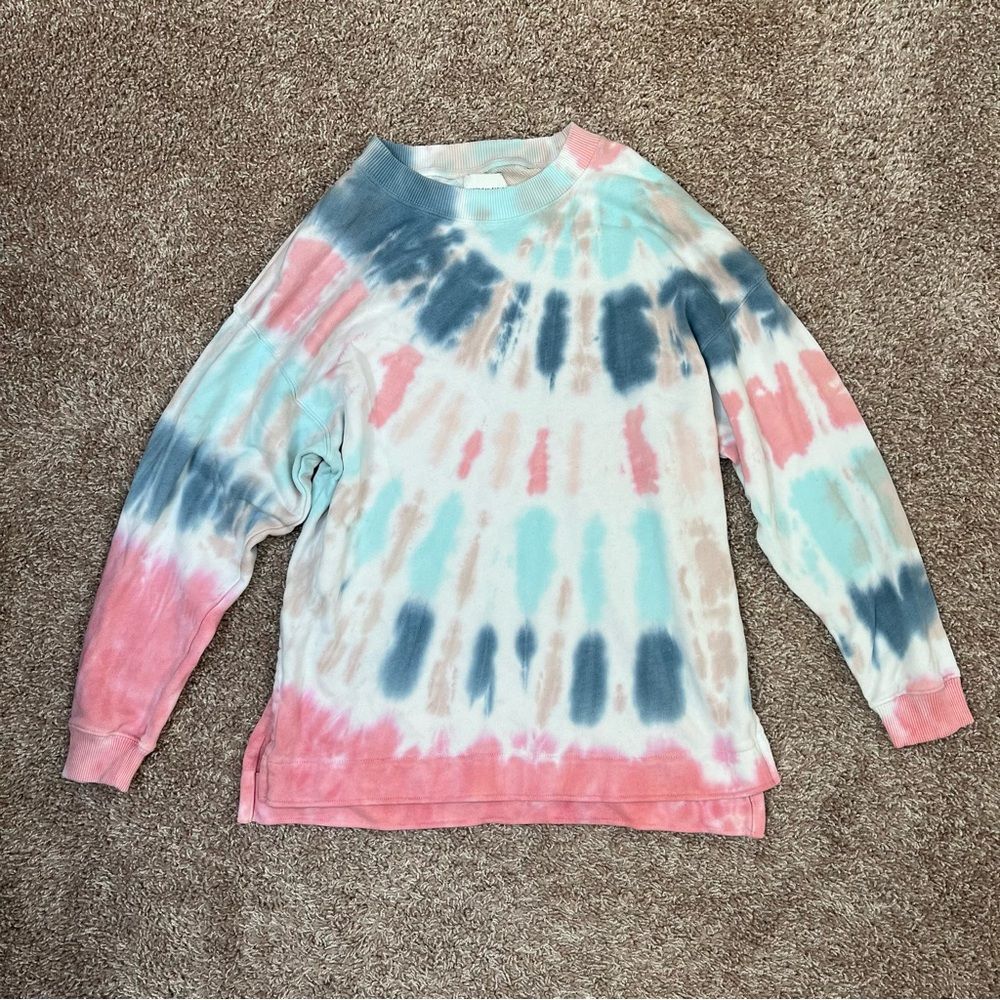 American Eagle Jegging Fit Oversized Tie Dye Crew Neck Sweatshirt